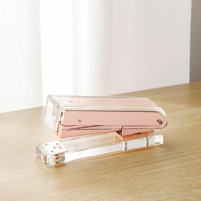 Transparent Acrylic Stapler, Transparent Rose Gold Stapler
