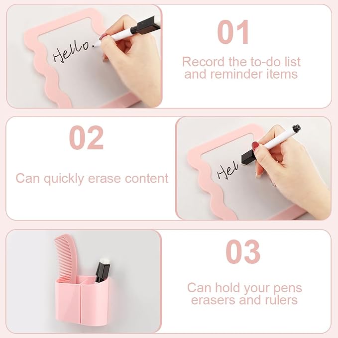 Locker Accessories Kit for Girls, Magnetic Locker Accessories with Mirror, Whiteboard, Pen Holder, Magnets & Dry Erase Markers for School, Office, Organizer Set