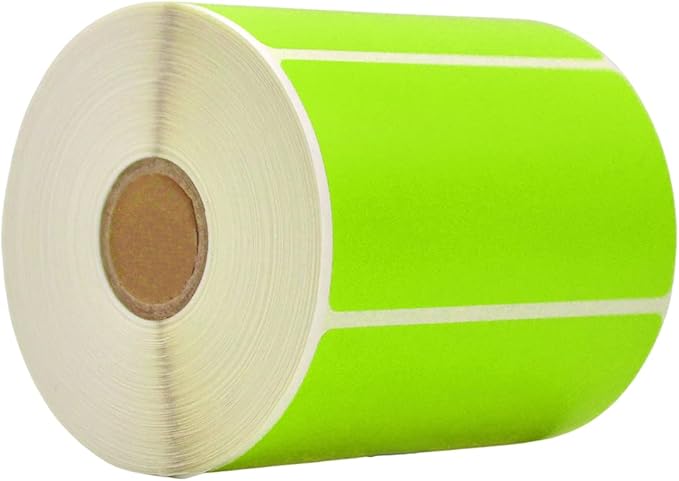 WOD Green Direct Thermal Label Rolls - 4 x 2 inch, 725 Nametag Stickers per Roll, Permanent Adhesive for Color Coding, Labeling, Inventory Management at Home, Business, and Classroom.
