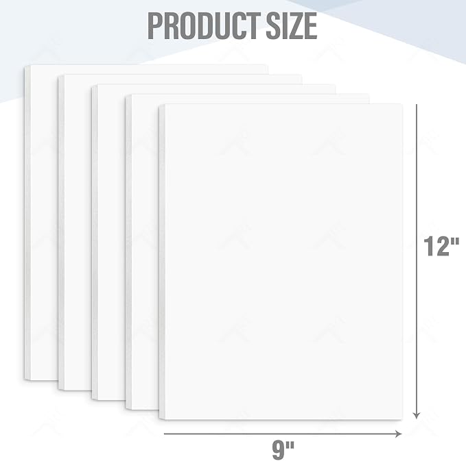 Golden State Art, White Foam Boards 12 Pack 9x12 Foam Core Board, 1/8" Thick Acid Free Foam Poster Board for Modeling, Billboard, Projects, Paintings and Display