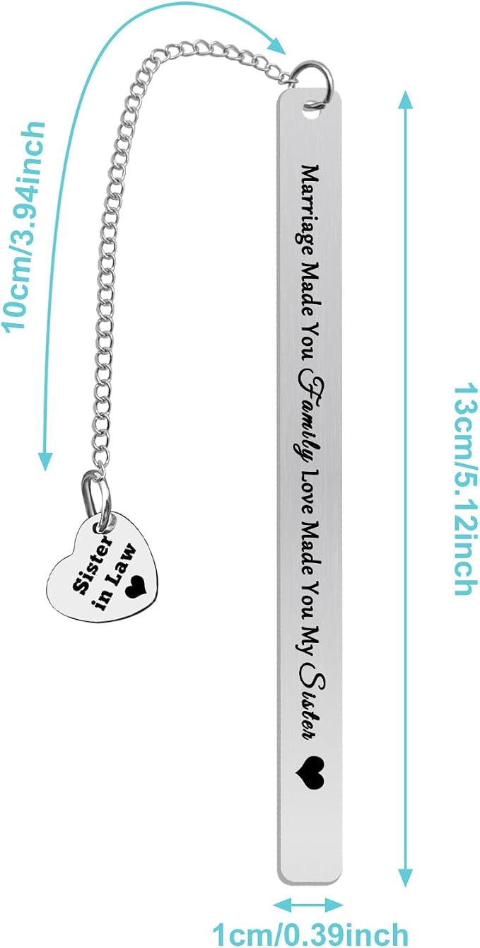 Sister in Law Gifts Bookmark Marriage Made You Family Love Made You My Sister Bookmark Sister in Law Birthday Gifts Christmas Mothers Day Wedding Gifts for Sister in Law