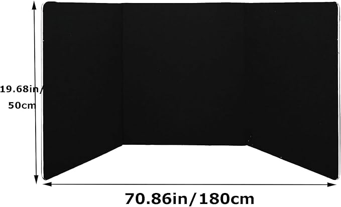 3-Panel Tabletop Display Presentation Board, 72 x 20 Foldable Trifold Poster Board with Bag,Double Sided Table top Exhibition Board, No Plastic Edging,Black Hook & Loop-Receptive Fabric