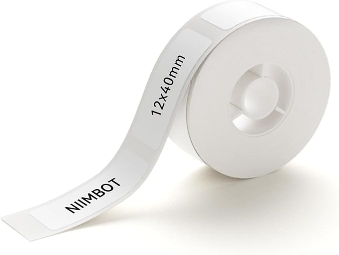 NIIMBOT Label Maker Tape for D11/D110/D101 Label Maker, 12 x 40 mm (0.47'' x 1.57'') for Home Office Labeling Tape Replacement, White