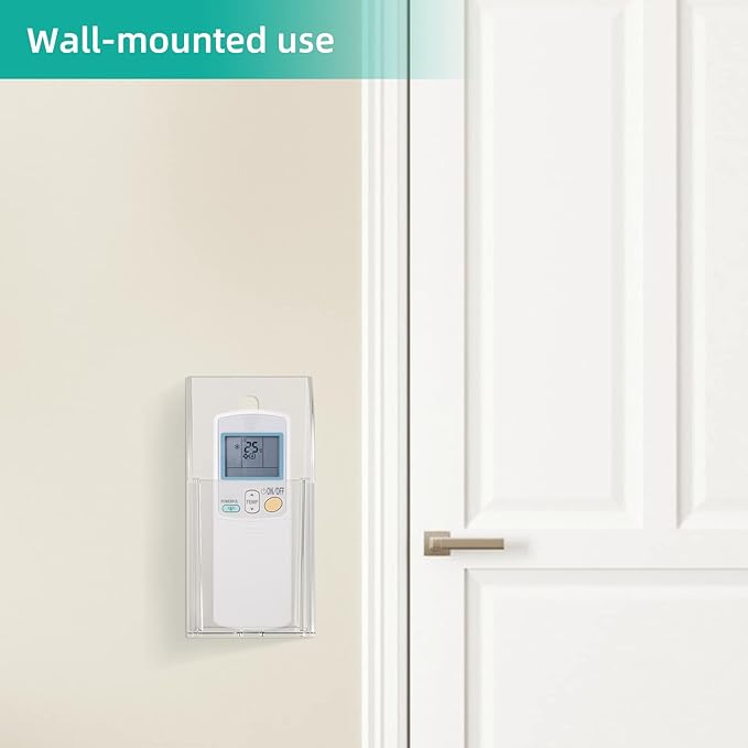 Wall Remote Control Holder Acrylic Bathroom Shelves 2 pack Adhesive Shelf Wall Mount for Room Decor Storage Organize Container for Kitchen, Bathroom,Home Office Phone Charging Storage Box(S)