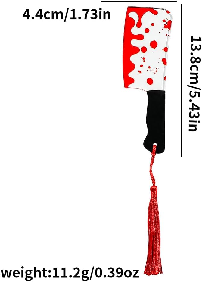 Horror Movie Knife Acrylic Bookmark, Gothic Character Dagger with Tassel,Book Lover Book Mark Halloween & Christmas Gift(4PC Knife)