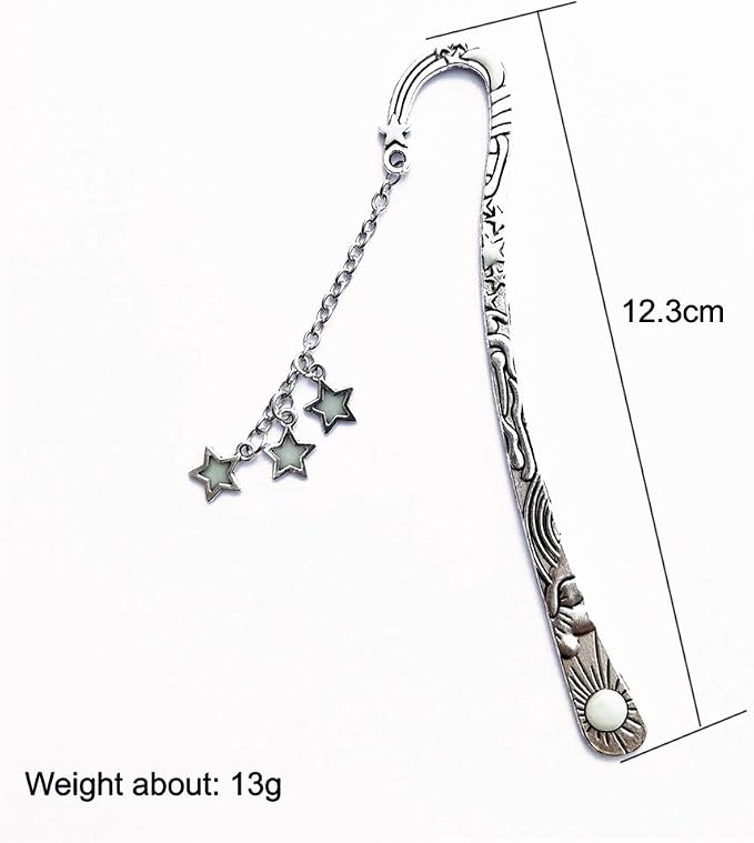 Luminous Bookmark, Retro Glow in The Dark Reading Bookmarks for Women Men Lovers,Book Markers with Pendant Holiday Gifts