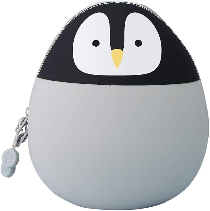 LIHIT LAB PuniLabo Zipper Pouch, Egg-Shaped, 3.8" x 4.7", Penguin (A7783-10)