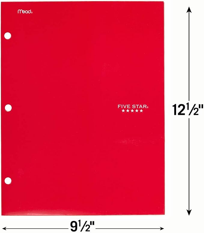 Five Star 4 Pocket Folder, 2 Pocket Folder Plus 2 Additional Pockets, Red (72089)