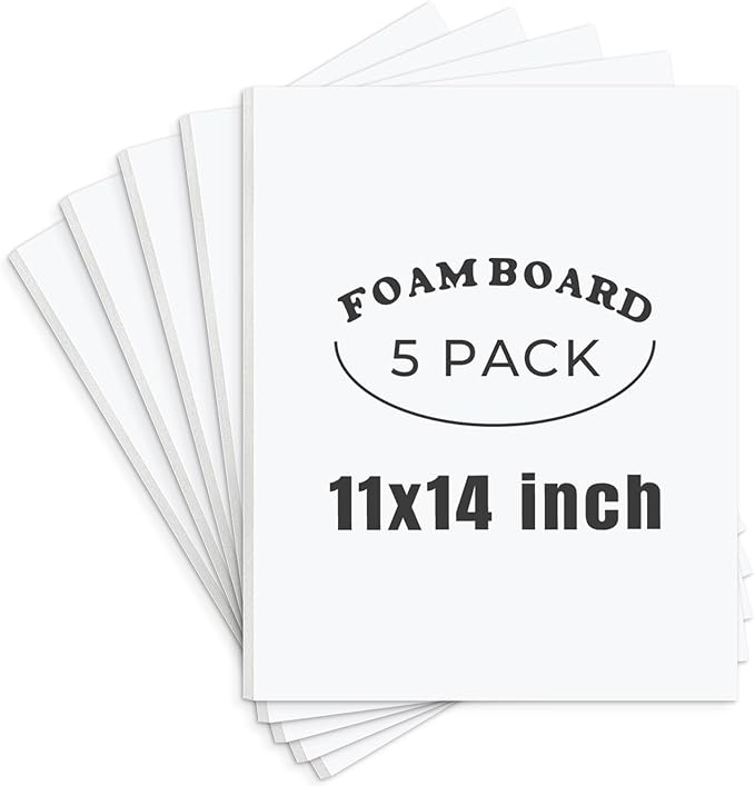 AUEAR, 5 Pack 11x14 White Foam Boards, Foam Core Poster Board for Display, Mounting, Print, Presentation and Projects, 1/8'' Thick