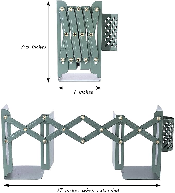 Adjustable Bookends Metal Book Ends for Heavy Book Holder Heavy Duty Bookends Nonskid Bookcase Desktop Book Organizer Binder Holder (Blue)