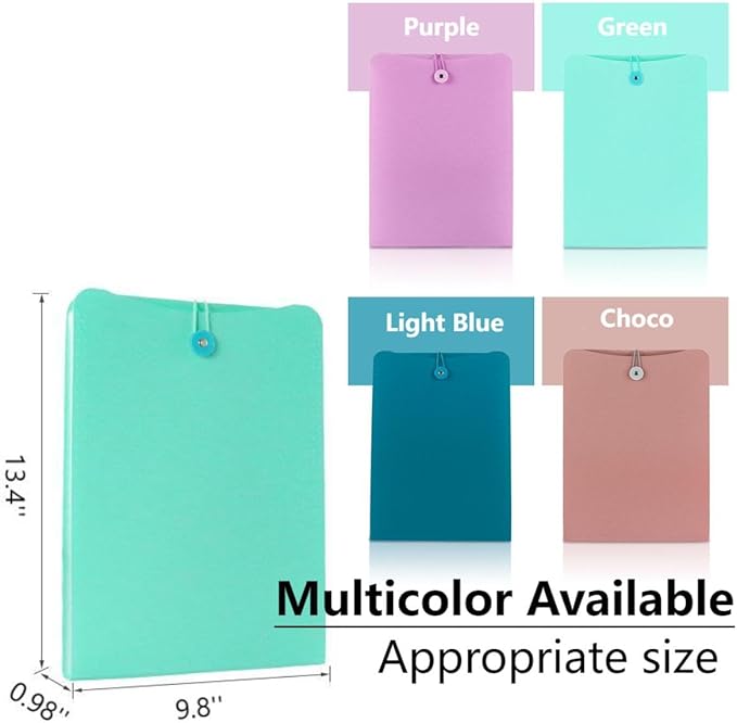 4 Packs Vertical Expanding Accordion Folder with 7 Pockets Paperwork Organizer Document Wallet Briefcase Business File Organizer Bag A4 Letter Size Elastic Rope Closure （Light Blue，Green，Purple，Choco）
