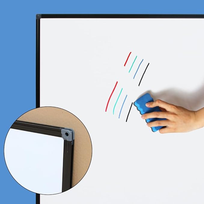 Large Magnetic Whiteboard 60 x 36 Inch, Foldable Dry Erase White Board with Pen Tray, Black Aluminum Frame Folding Message Presentation Board for Wall