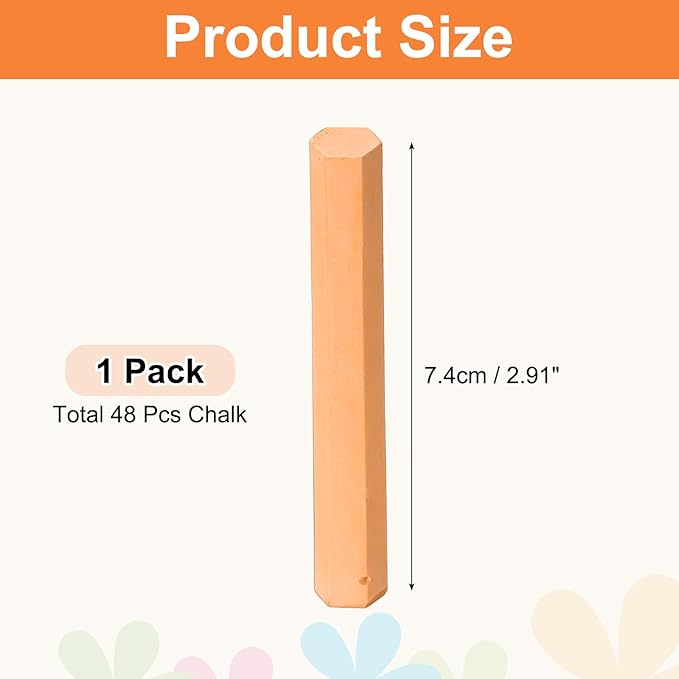 PATIKIL 48 PCS Chalkboard Chalk, Dustless Chalk Small Bulk Colored Thin for Chalkboard Blackboard Teacher Classroom Adults Indoor Home Office Supplies, Beige