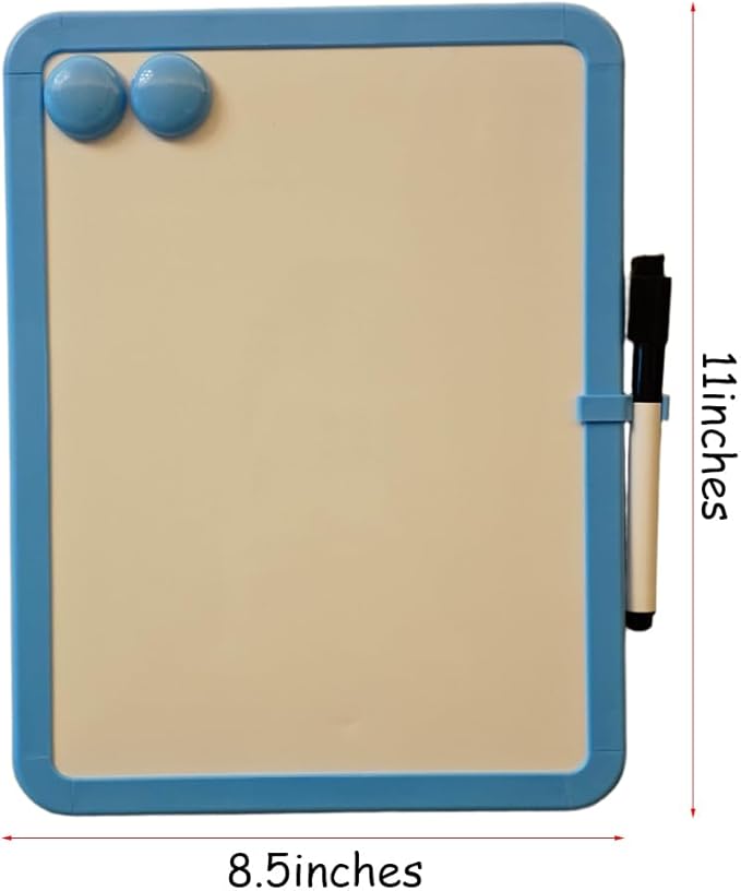 Magnetic Whiteboard, Erasable Notepad, Portable Drawing Board, Teaching Whiteboard, Magnetic Dry Erase Board for Lockers, 8.5“ x 11” with Marker and 2 Magnets(SkyBlue)