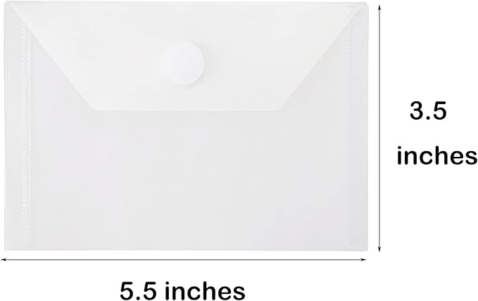 3x5 Plastic Envelopes Hook Loop Closure Coupon Receipt Storage Holder 20 Pack