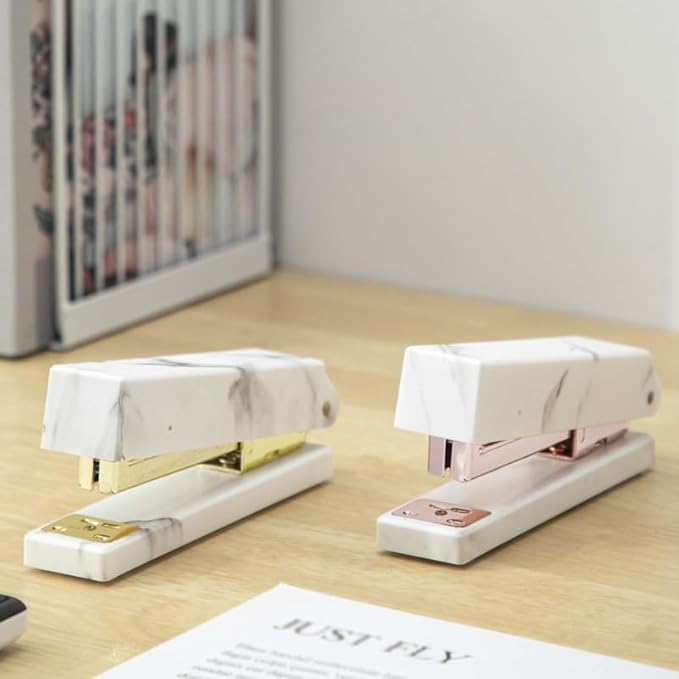 Rose Gold Stapler Staple Remover Staples Hold Punch Large Desk Stapler Student School Office Stationery(E)
