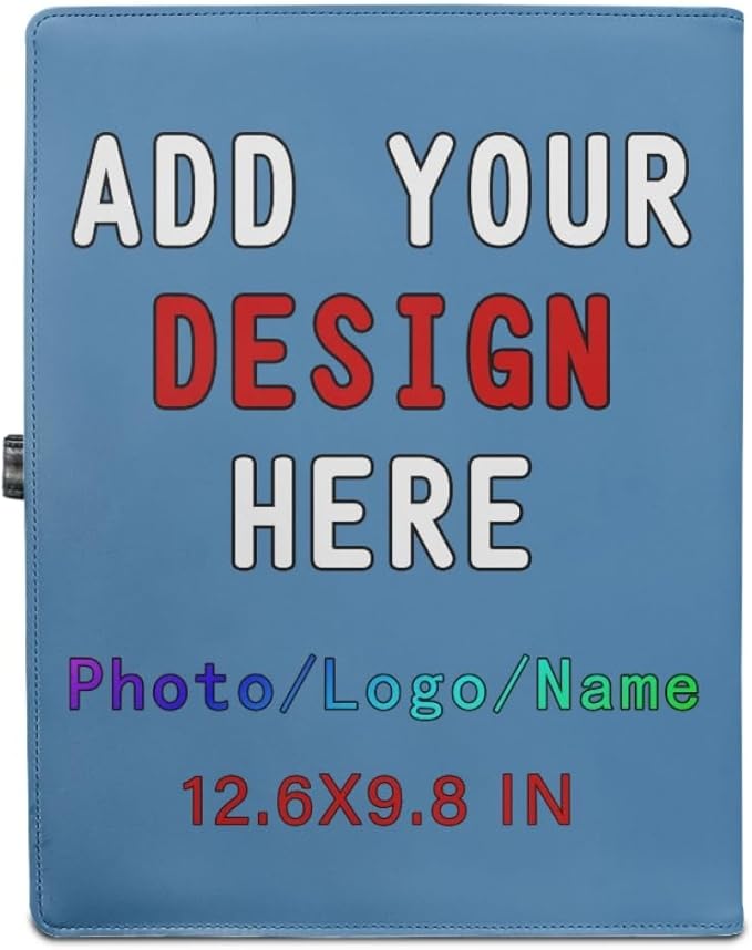 Personalized Padfolio with Logo Photo Name, Custom Business Portfolio Folder for A4 Clipboard Documents/Card Holder, Steelblue