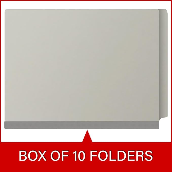 25 Pt. Pressboard Classification Folders, Full Cut End Tab, Letter Size, 1 Divider, Light Gray (Box of 10)