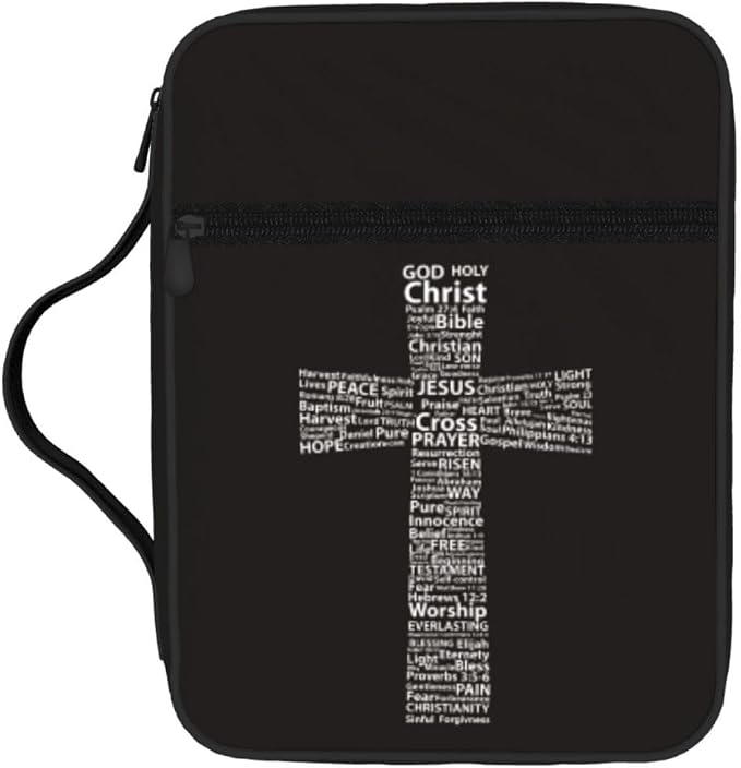 Christian Religion Cross Bible Cover Case Carrying Book Protector Case Bible Study Supplies Accessories Holder Case Christian Gift for Women Men