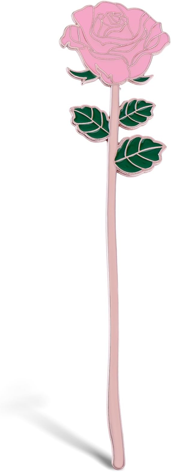 simarro Metal Rose Bookmark, Flower Book Page Holder for Reading Lovers, Cute Bookmarks Gift for Teacher Appreciation Gifts Valentine Mother's Day Thanksgiving Gift for Women Girls(Pink)