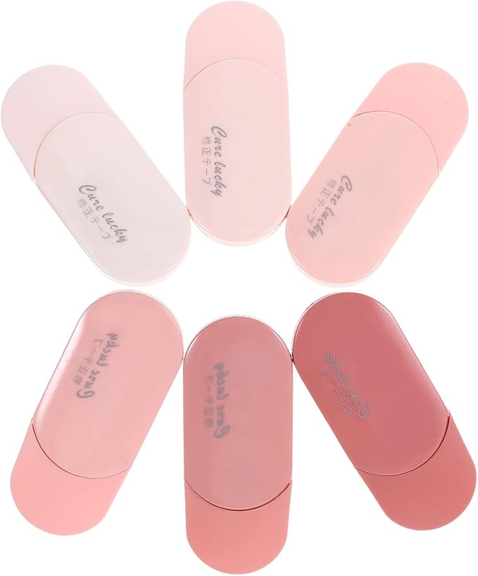Sosoport 6pcs Gradient Pink Correction Tape Student-friendly Stationery Writing Correction Supplies Quick Application Compatible with Ballpoint Gel Fountain Pens and Pencils for School