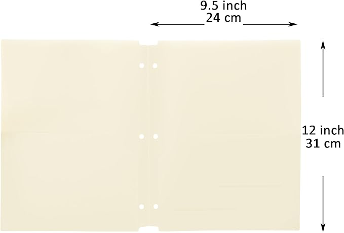 Youngever 6 Pack Heavy Duty Plastic Two Pocket Folders, Binder Dividers with Pocket, 3 Hole Punch Folder with Notches, Binder Folders (Cream)