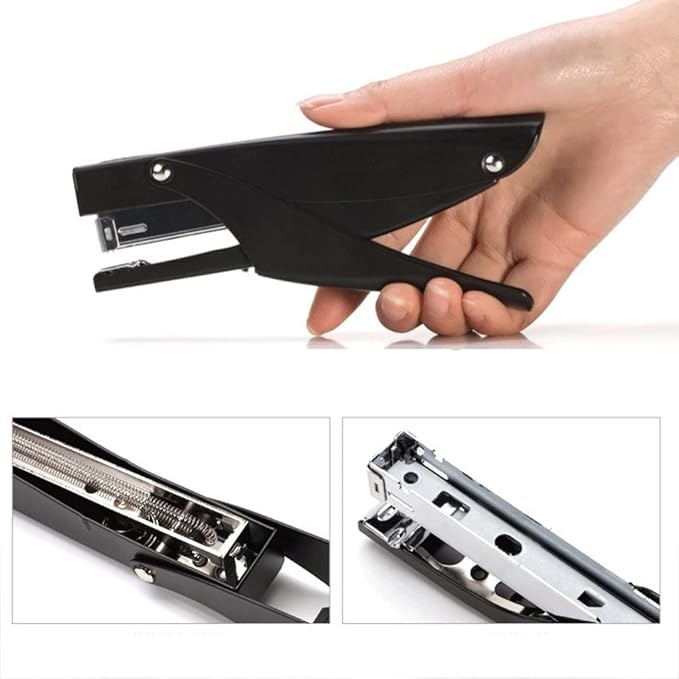 Desk Stapler Handheld Stapler Metal Stapler Labor-Saving and Durable Thickened Stapler Office Stapler Suitable for Office Document Binding School Supplies (Color : Black, Size : A)
