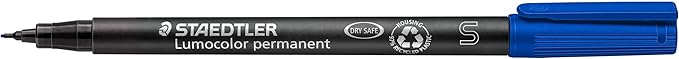 STAEDTLER 313-3 Lumocolor Universal Permanent Superfine Pens - Blue, Pack of 10 (313-3 VE)