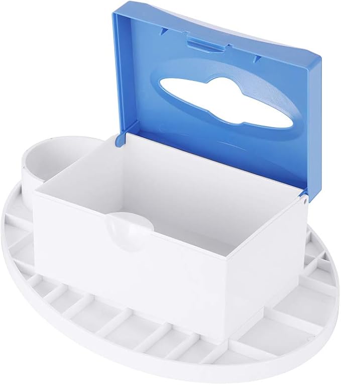 NSKI Dental 3 in 1 Oral Tray Tissue Box and Cup Storage Holder Fix on Dental Chair White/Blue/Green (Blue)