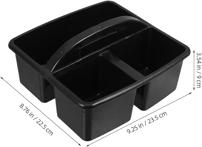 NUOBESTY 3-Compartment Plastic Caddy Organizer with Handle for Classroom Art Supplies and Kids Craft Storage