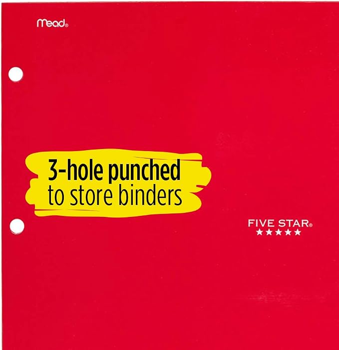 Five Star 4 Pocket Folder, 2 Pocket Folder Plus 2 Additional Pockets, Red (72089)