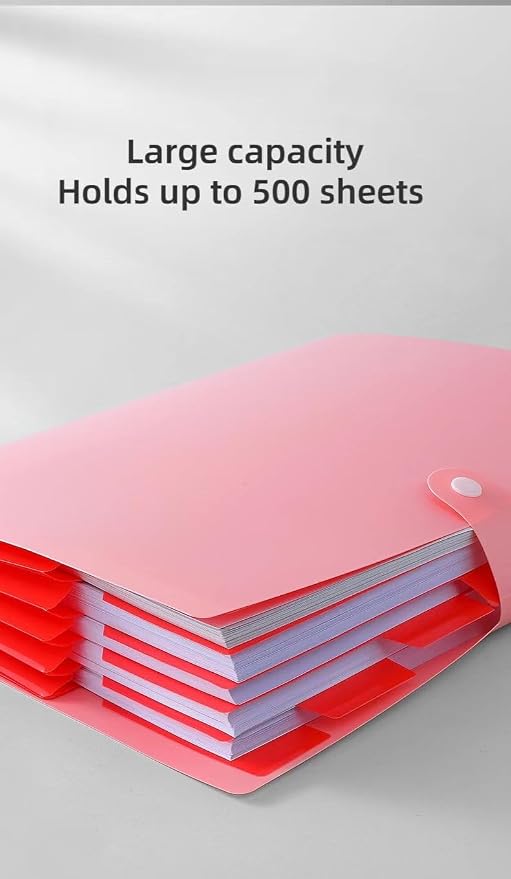 Pink Accordion File Folder,8 Pockets Expanding File Organize with Labels,A4 Letter Size Paper Document Receipt Organizer Accordion Filing Folder for Classroom,Home,Office