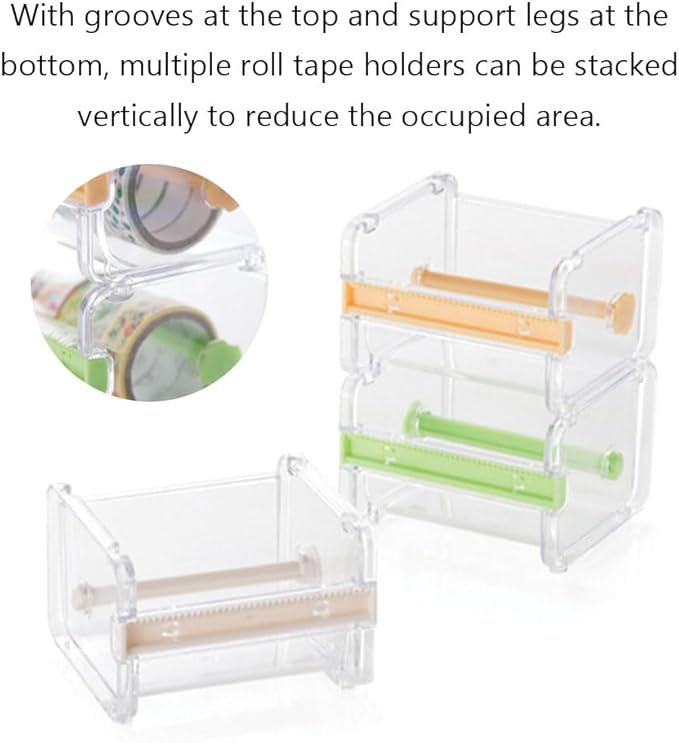 Tape Dispenser Cutter, Visible Packaging Roll Tape Holder Organizer for Home Office School (Yellow)