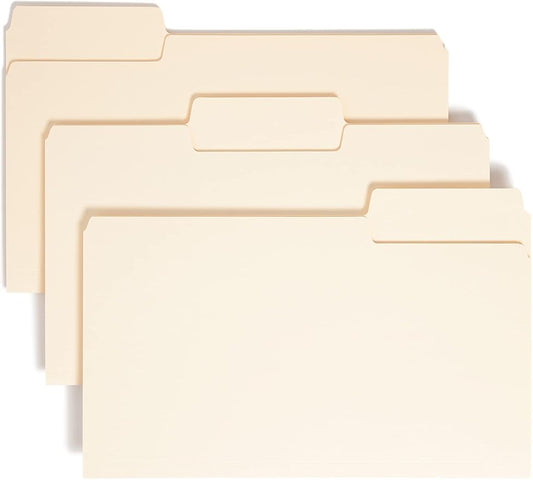 Smead SuperTab Heavyweight File Folder, Oversized 1/3-Cut Tab, Legal Size, Manila, 50 Per Box (15401)