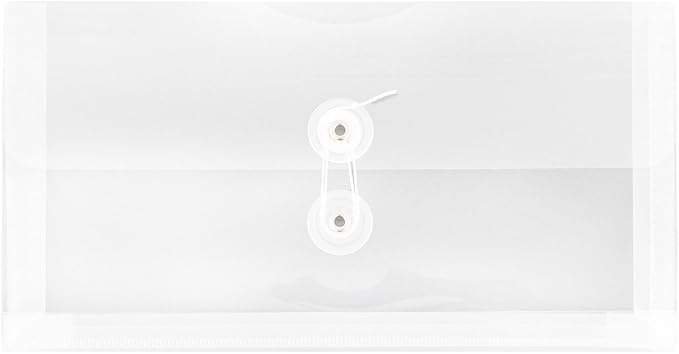 JAM PAPER Plastic Envelopes with Button & String Tie Closure - #10 Business Booklet - 5 1/4 x 10 - Assorted Colors - 12/Pack