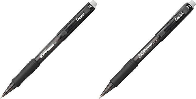 Pentel Twist-Erase Express Mechanical Pencil, 0.7 mm, Black Barrel (Pack of 2)