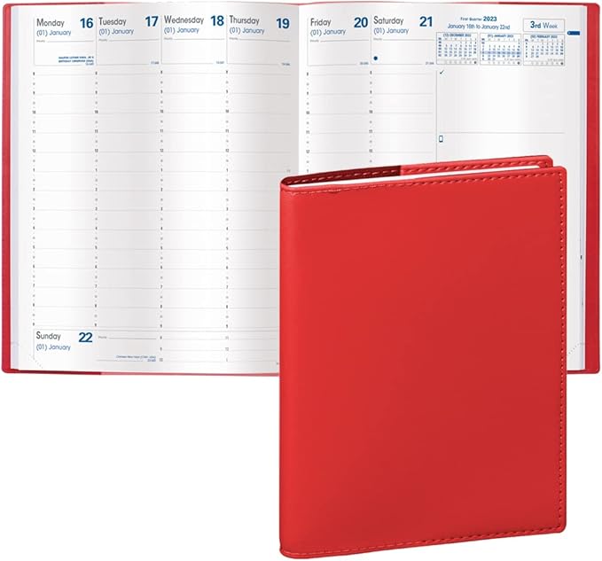Quo Vadis 2024 President - Weekly/Monthly Planner - 13 Months, Dec. to Dec. - 8 1/4 x 10 1/2" - Smooth Faux Leather Soho Red - Time Management Appointment Organizer