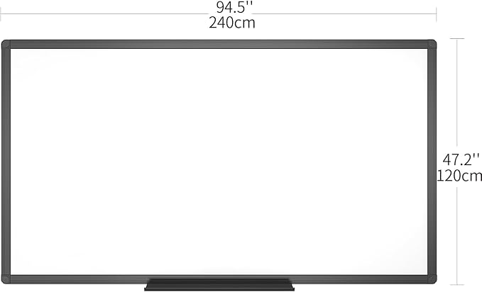 VIZ-PRO Magnetic Dry Erase White Board, 96 X 48 Inches, Black Aluminium Frame