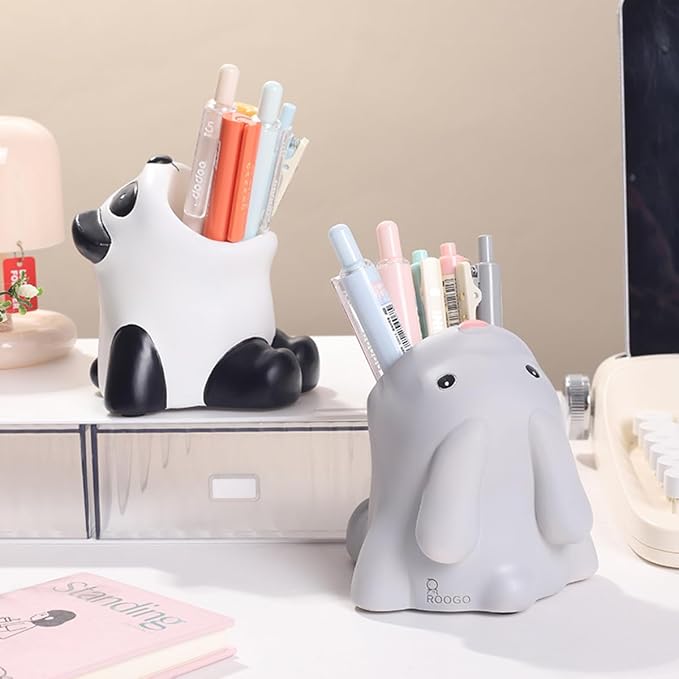 Funny Big Mouth Animals Pen Holder for Office Desk Accessories, Cute Cartoon Animals Makeup Brush Holder Pencil Cup Toothbrush Holder Vanity Organizer Kawaii Home Decor (Bunny)