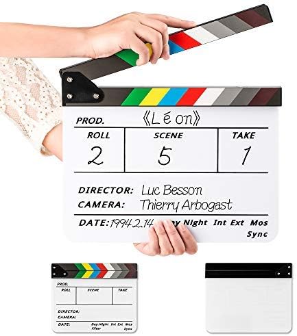 Sedremm Dry Erase Director's Film Movie Clapperboard Slate for Film TV MovieCut Action Scene (10x12in/24.5x30cm),Black