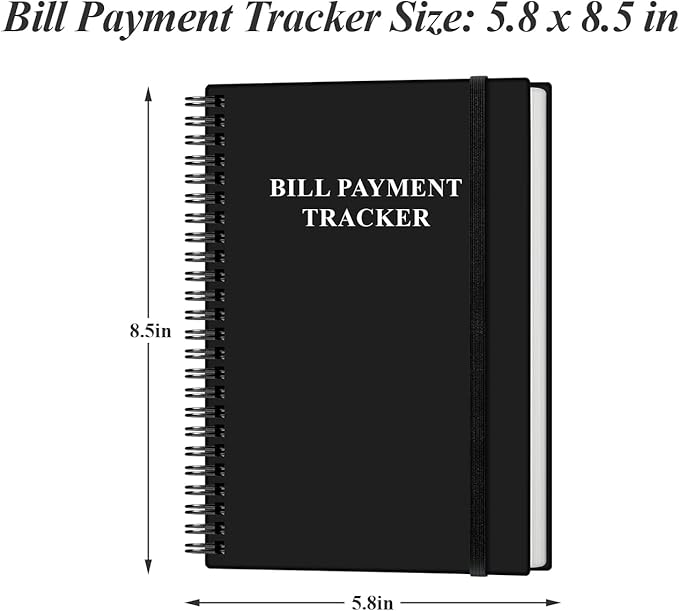 Bill Payment Checklist - Monthly Bill Organizer & Planner for Personal Budgeting Financial, Bill Payment Tracker Notebook, 5.8" x 8.5", Black