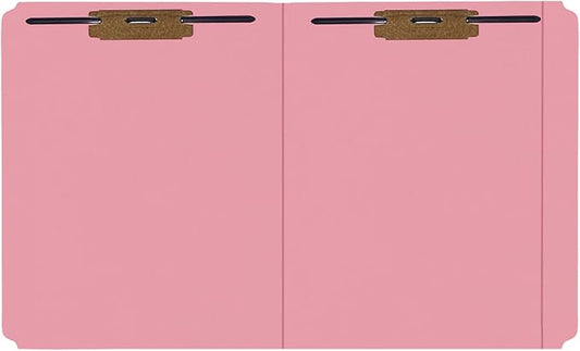 Top Tab File Folder, Pink, 2 Fasteners (2B1&3), 11 Point Reinforced Straight-Cut Tab, Letter Size, 50/Box