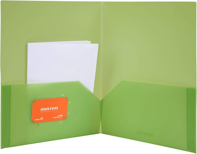 Mintra Office Poly Pocket Folders (Green, 8pk)