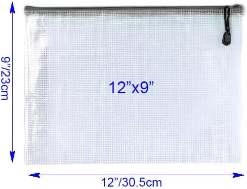 Niziting-18 Pcs,9"x 12",Plastic Mesh Zipper Pouch Document Folders Bag Zipper Zip File Folders for Office Supplies, Travel,Organizing Storage (9x12 Inches, Multicolor)
