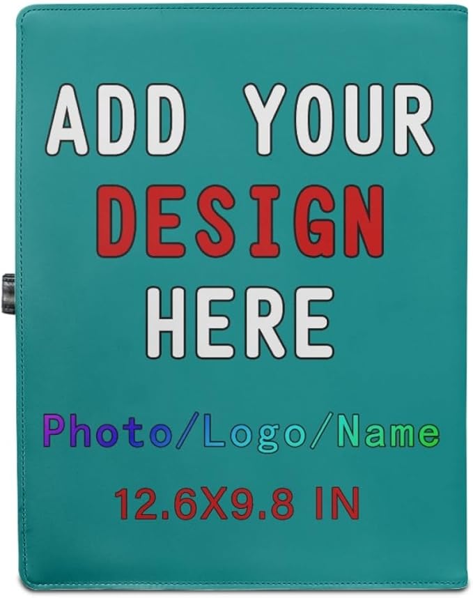 Personalized Padfolio with Logo, Custom Business Portfolio with A4/US Letter Writing Pad Holder for Resumes and Interviews, Darkcyan