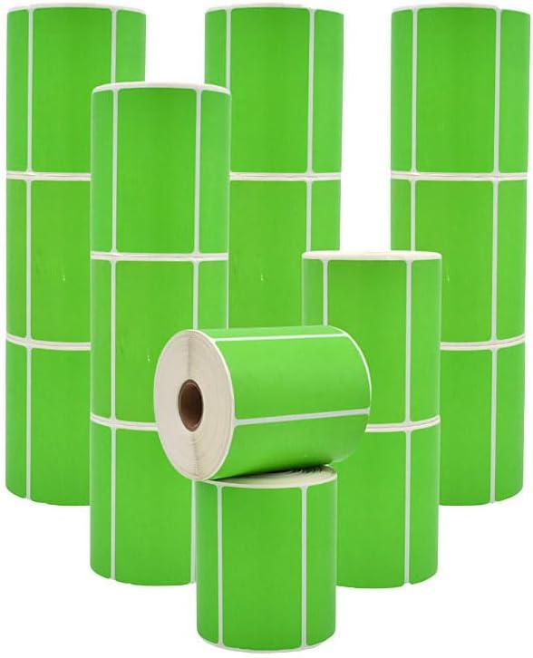 WOD Green Direct Thermal Label Rolls - 4 x 2 inch, 725 Nametag Stickers per Roll (Pack of 16) Permanent Adhesive for Color Coding, Labeling, Inventory Management at Home, Business, and Classroom.