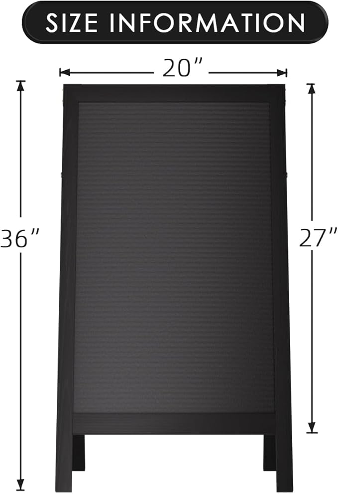 INNOVART A-Frame Sidewalk Sign 36”x20”, Sandwich Felt Letter Board w/Changeable Letters, Double-Sided Felt Letter Board, Free Standing Letter Board Easel for Restaurant, Business, Wedding, Black