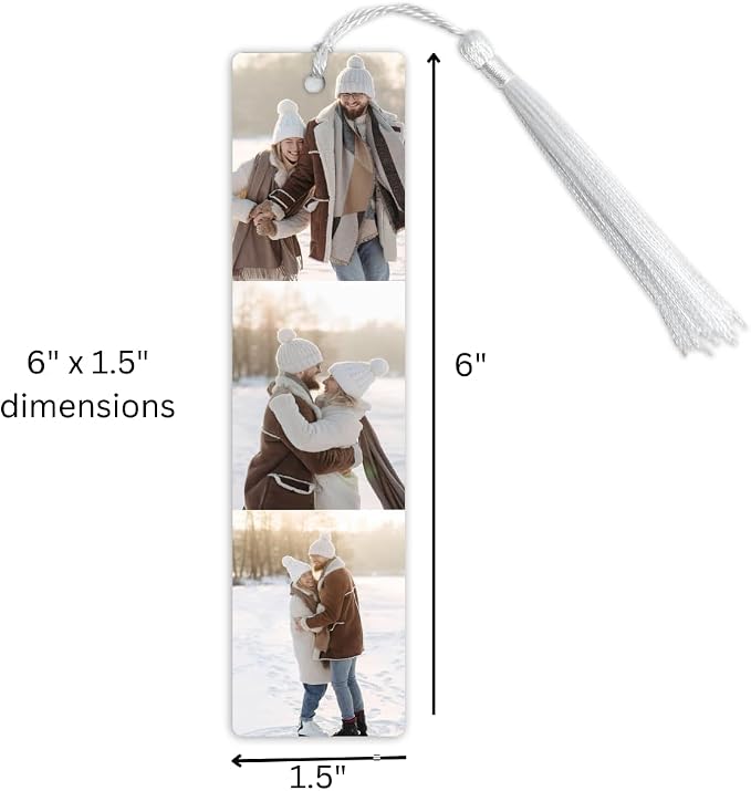 Custom Metal Bookmark with Personalized Photo and Text (3 Images)