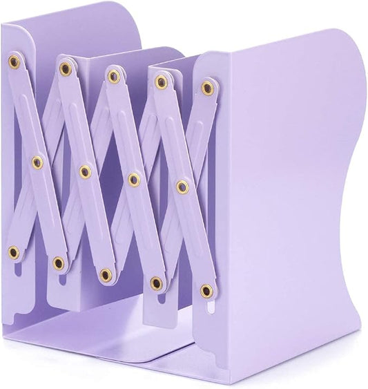 Aobopar Metal Bookends - Heavy Duty Book Holders for Shelves, Office, Home & School Use (Purple)