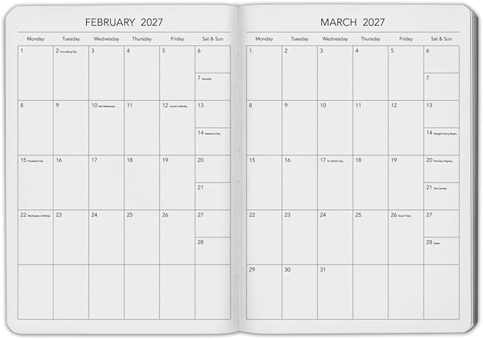 Harbor Desk Weekly Monthly Planner 2027 - Calendar Planner and Notebook, Durable Faux Leather, 192 Pages, Softcover & Book Bound - Cambridge Reef Blue - 8x5.5"